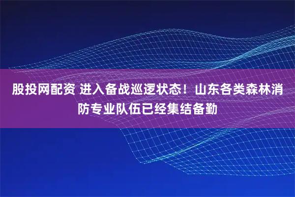 股投网配资 进入备战巡逻状态！山东各类森林消防专业队伍已经集结备勤